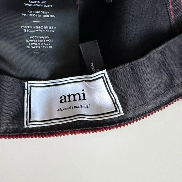 AMI de Coeur Paris Alexandre Mattiussi Baseball Cap Burgundy Corduroy Velvet Hat